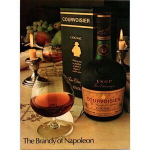 1981 Courvoisier Cognac of Napoleon Vintage Print Ad Brandy Candles Wall Art